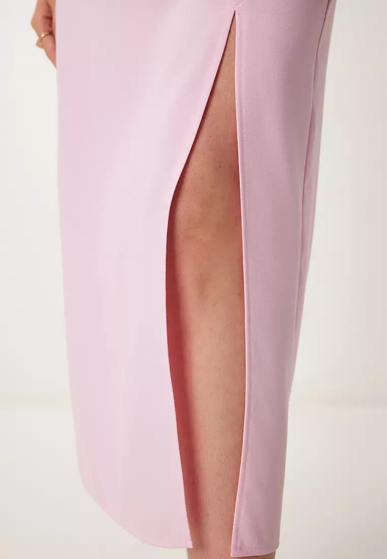 Padded Draped Midi Woven Dress