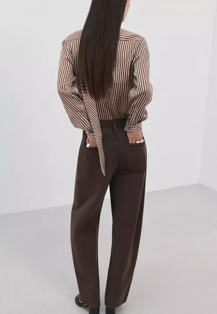 Striped Blouse With Bow Tie Neck