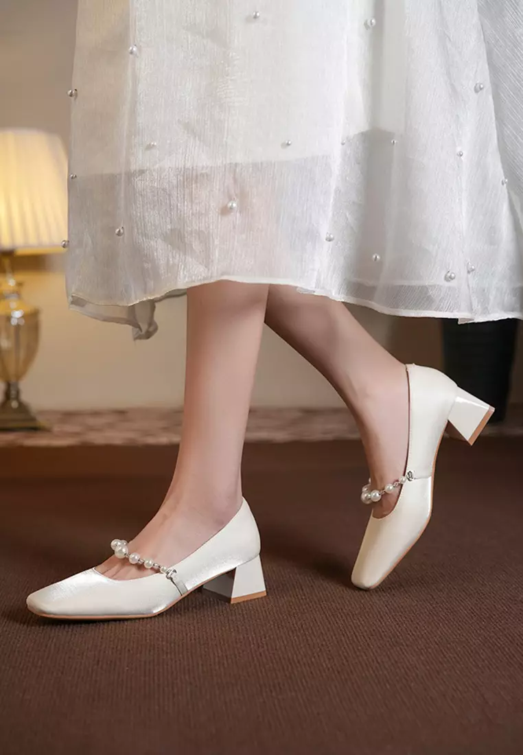 4CM Pearl Strap Mary Jane Shoes BY345-28