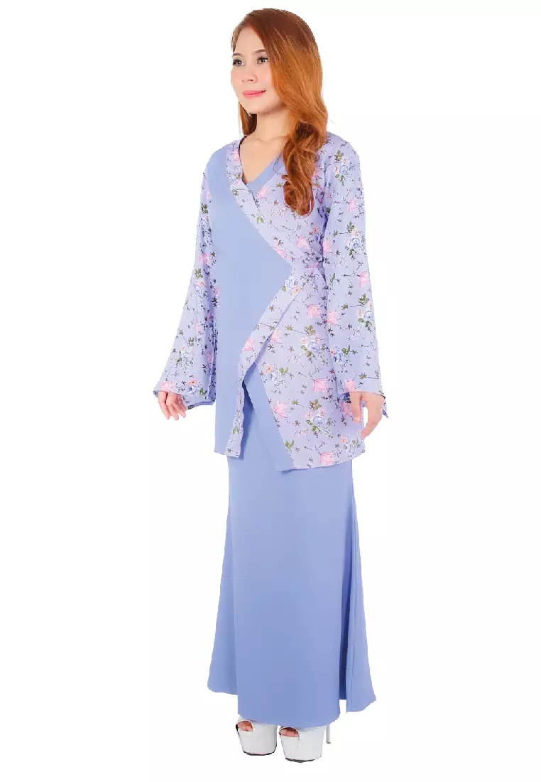 Anggun Kurung Printed Rosa - BLUE IRIS