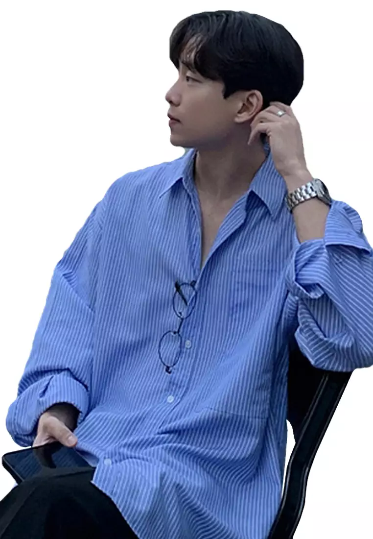 Advanced casual lapel striped shirt CA091917