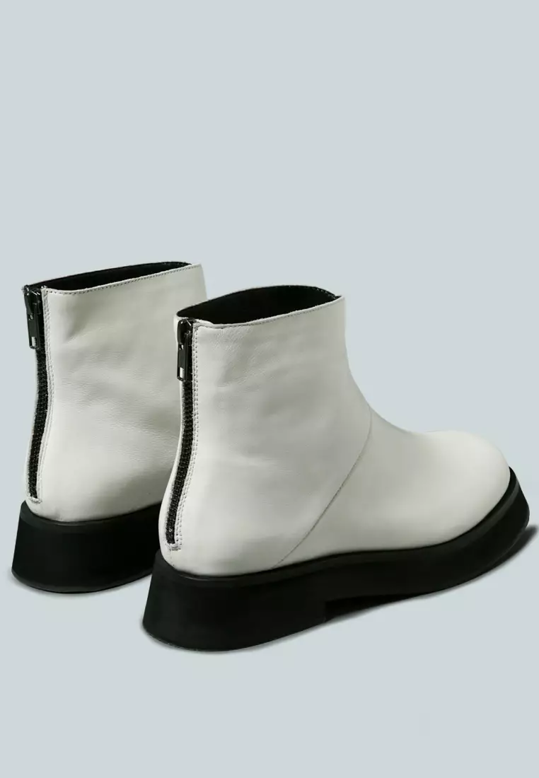 White flat hot sale ankle booties