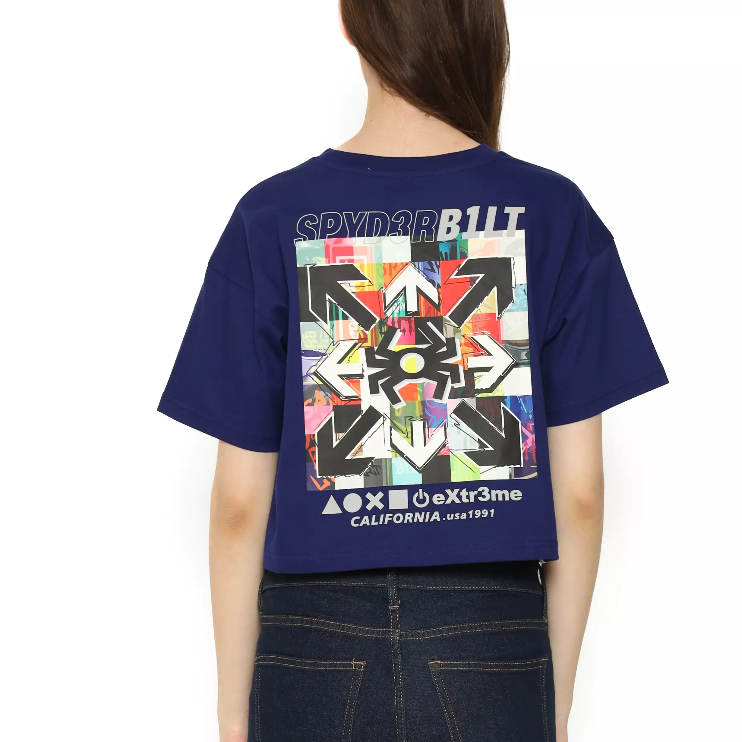 Spyderbilt Kaos lengan pendek Wanita Guerilla Crop Top Ladies Tee Planet Surf