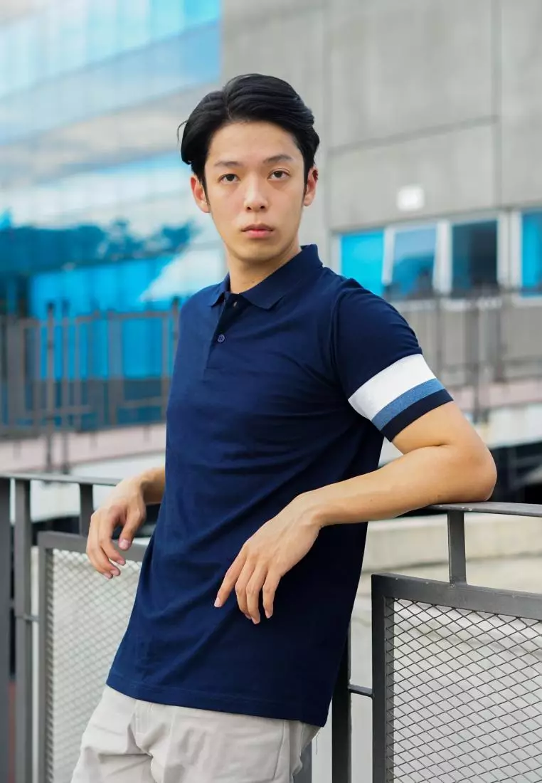 Kale Dion Navy Blue / Polo Shirt  Pria / Kaos Kerah Casual