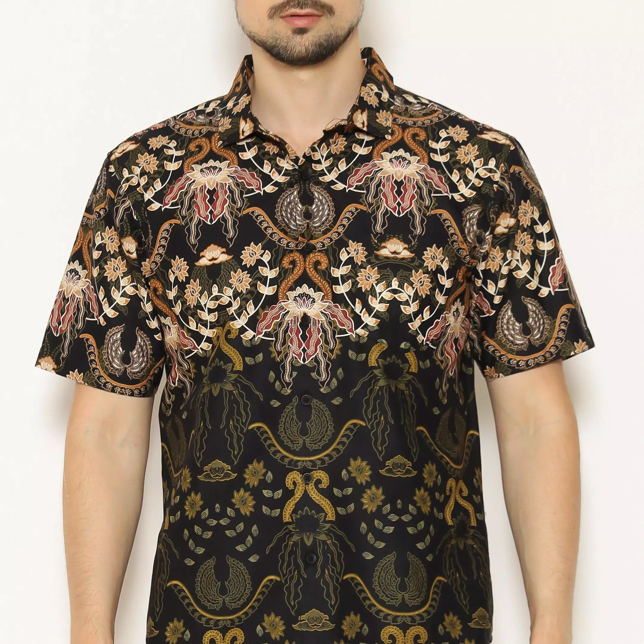 AMK Kemeja Batik Pria Lengan Pendek SHB Bria S/S Black