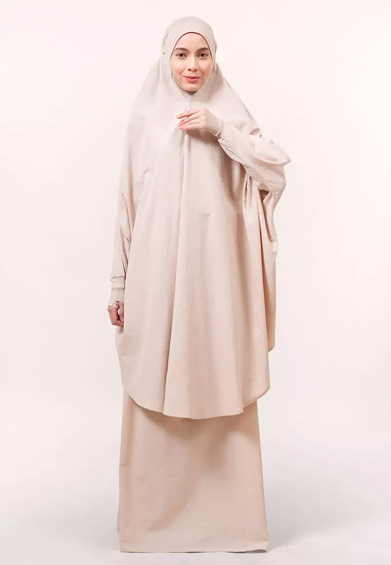 Siti Khadijah Telekung Flair Yumna Travel Set in Cream Latte