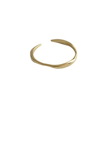 Glamorousky silver 925 Sterling Silver Plated Gold Simple Temperament Irregular Wave Pattern Geometric Adjustable Opening Ring 2FFD1ACF5BB959GS_1