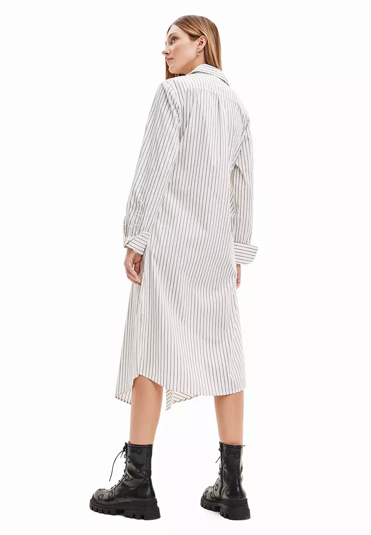 Desigual Woman Striped midi shirt dress.