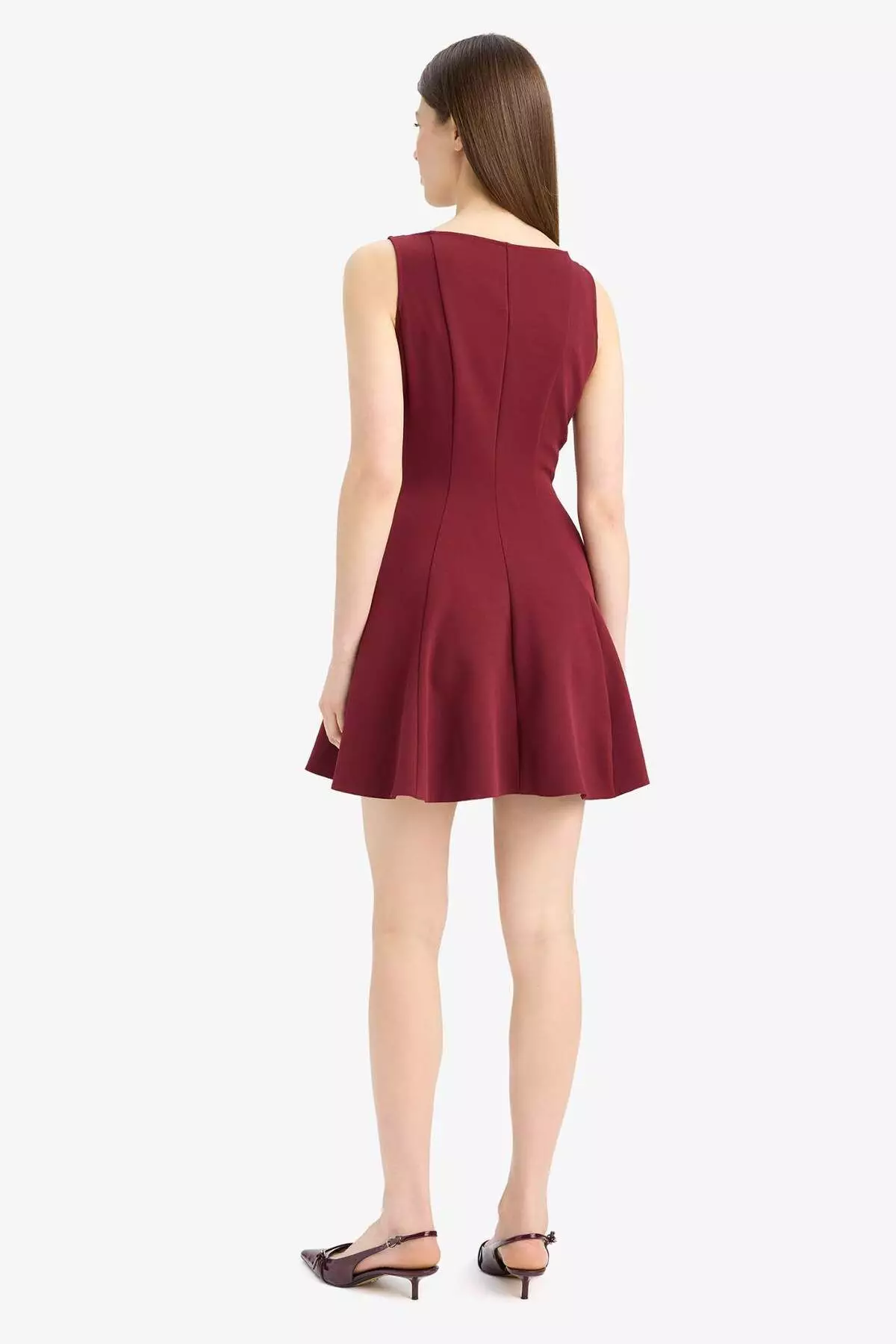 Boat Neck Basic Plain Sleeveless Mini Dress F0205Ax25Sp