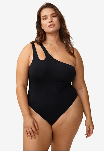 Mango black Plus Size Asymmetrical Swimsuit With Wide Straps F8C5FUSBCB9A88GS_1