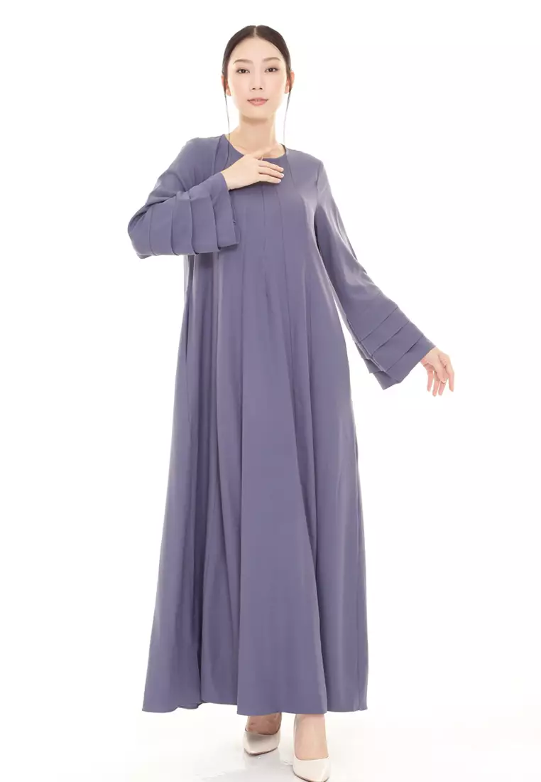 Laura Abaya Long Dress in Dusty Blue
