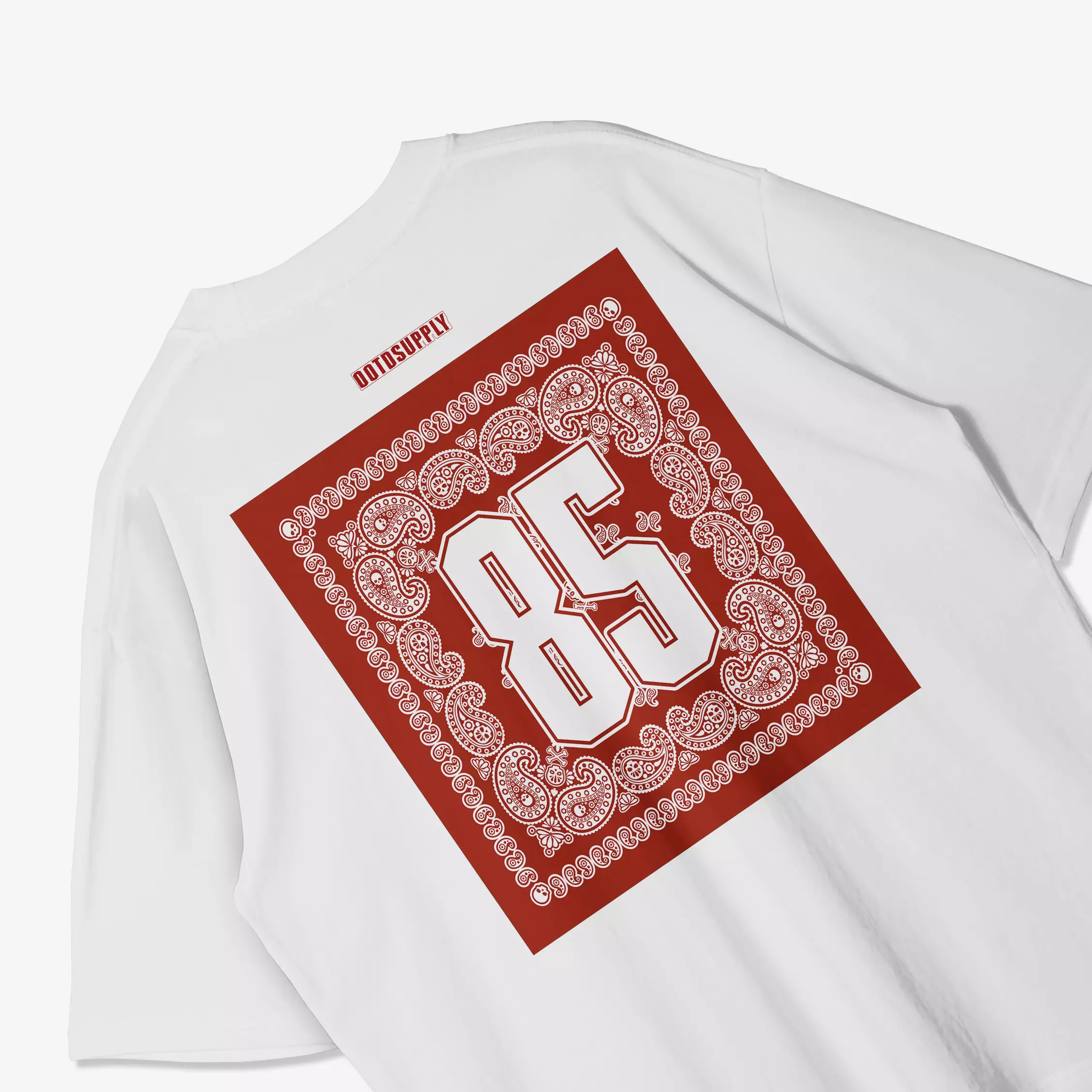 OOTDSUPPLY Oversized Tshirt Red Paisley White & Black l Kaos Oversize Pria dan Wanita OVZ143