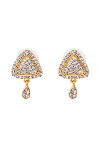 estele gold Estele Gold Plated CZ Triangular Drop Earrings for Women D796CACD3CE73FGS_1