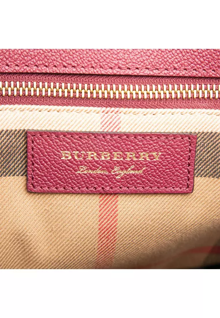 Pre-Loved Burberry Medium Grained Calfskin Buckle Tote