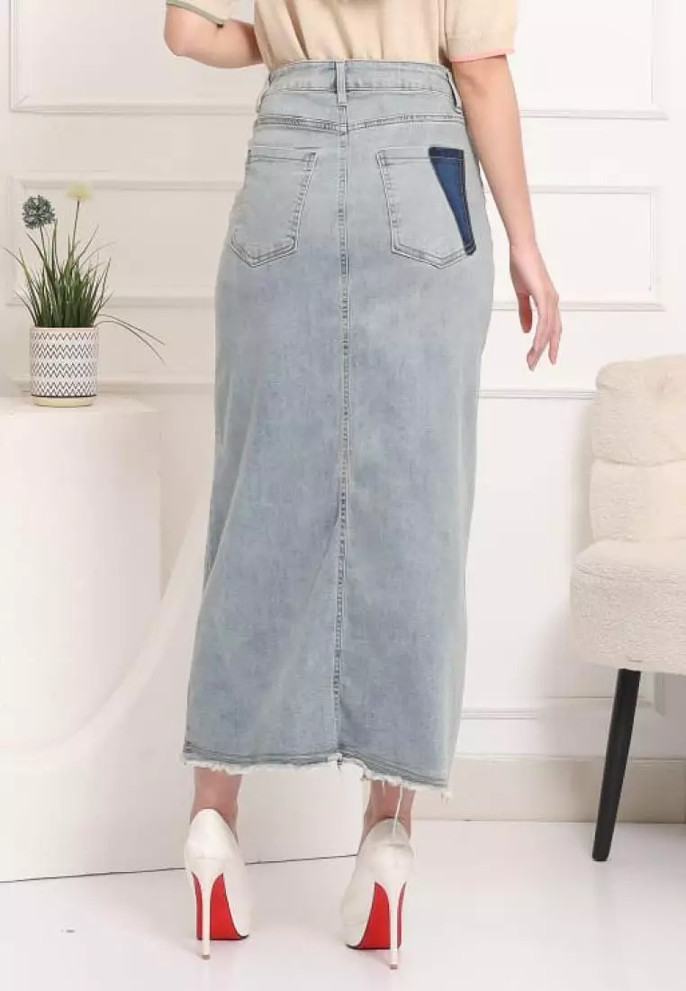Aurea Slit Skirt in Light Blue