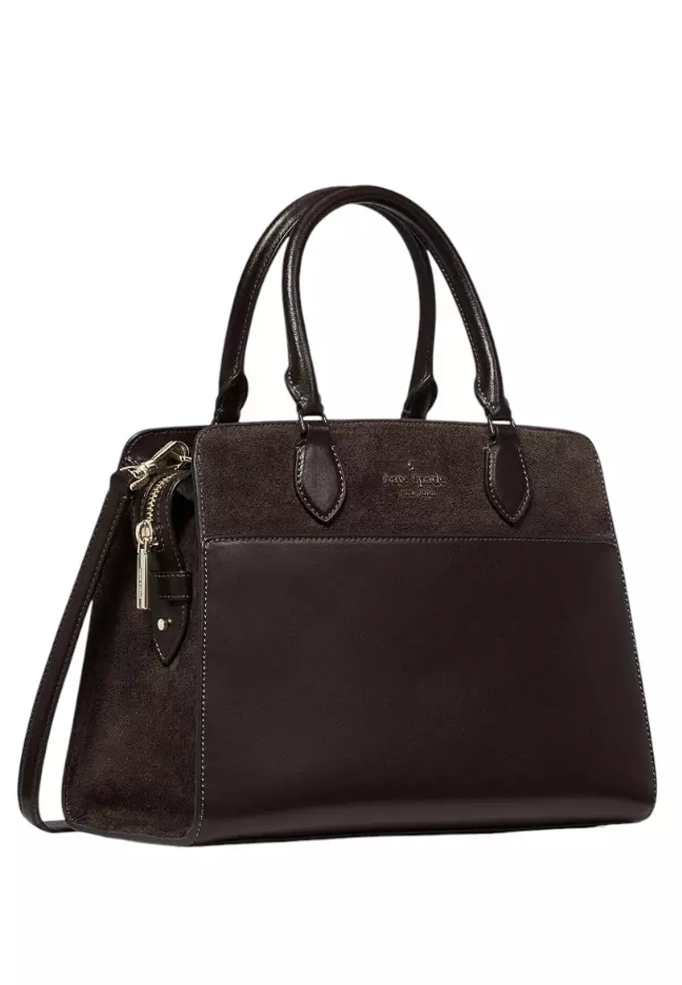 Madison Suede Medium Satchel - Hot Fudge