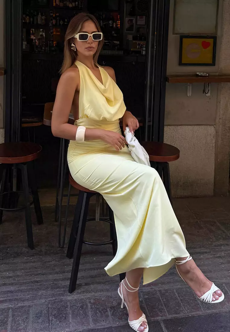 light yellow graduation dress Satin Yellow Long Prom Dress, Aline Formal Yellow Graduation Party Dress US 10 / Yellow (As Picture)