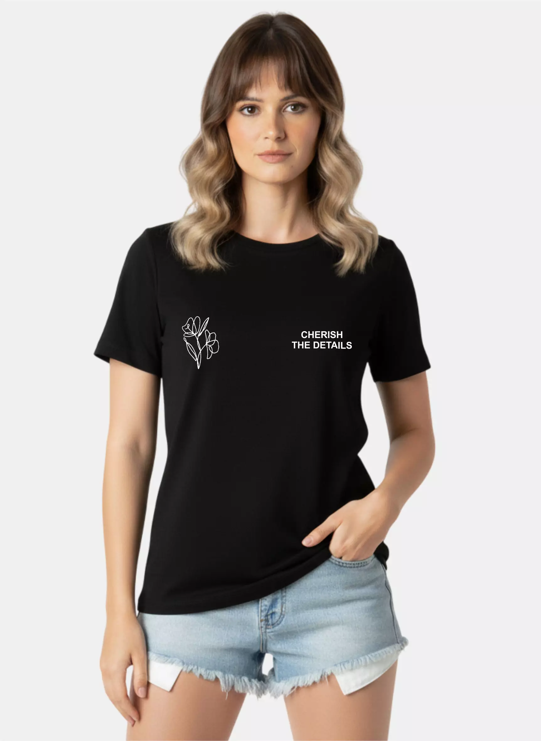 TONIQUE Kaos Wanita 24S Katun Combed Grafis Reguler Fit Hitam Tshirt POISE Cotton Combed 24S Graphic Tshirt Regular Fit Black Tshirt