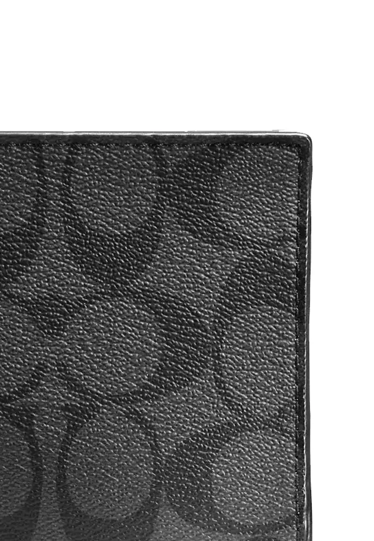 Boxed 3 In 1 Wallet Gift Set In Signature Canvas in Charcoal/ Black CW344