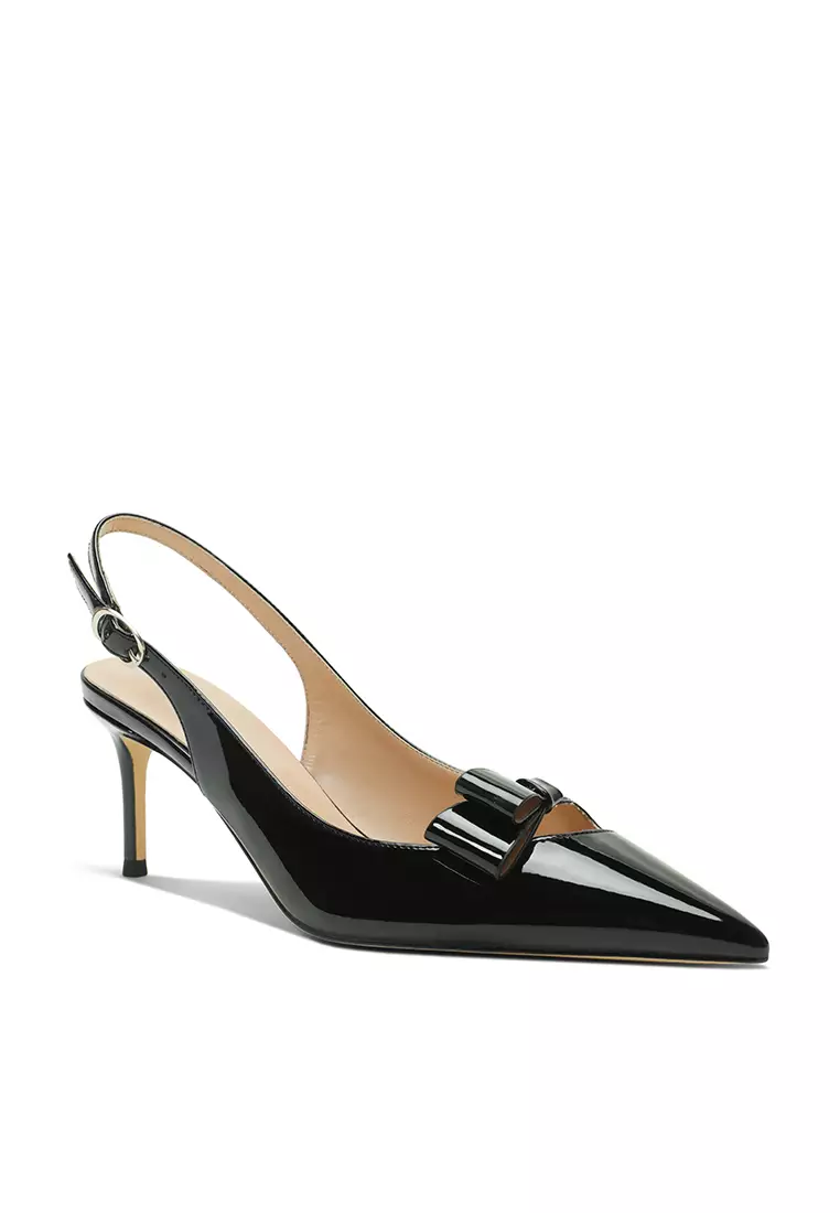 6CM Bow Knot Pointed Slingback Mid Heels HZL287