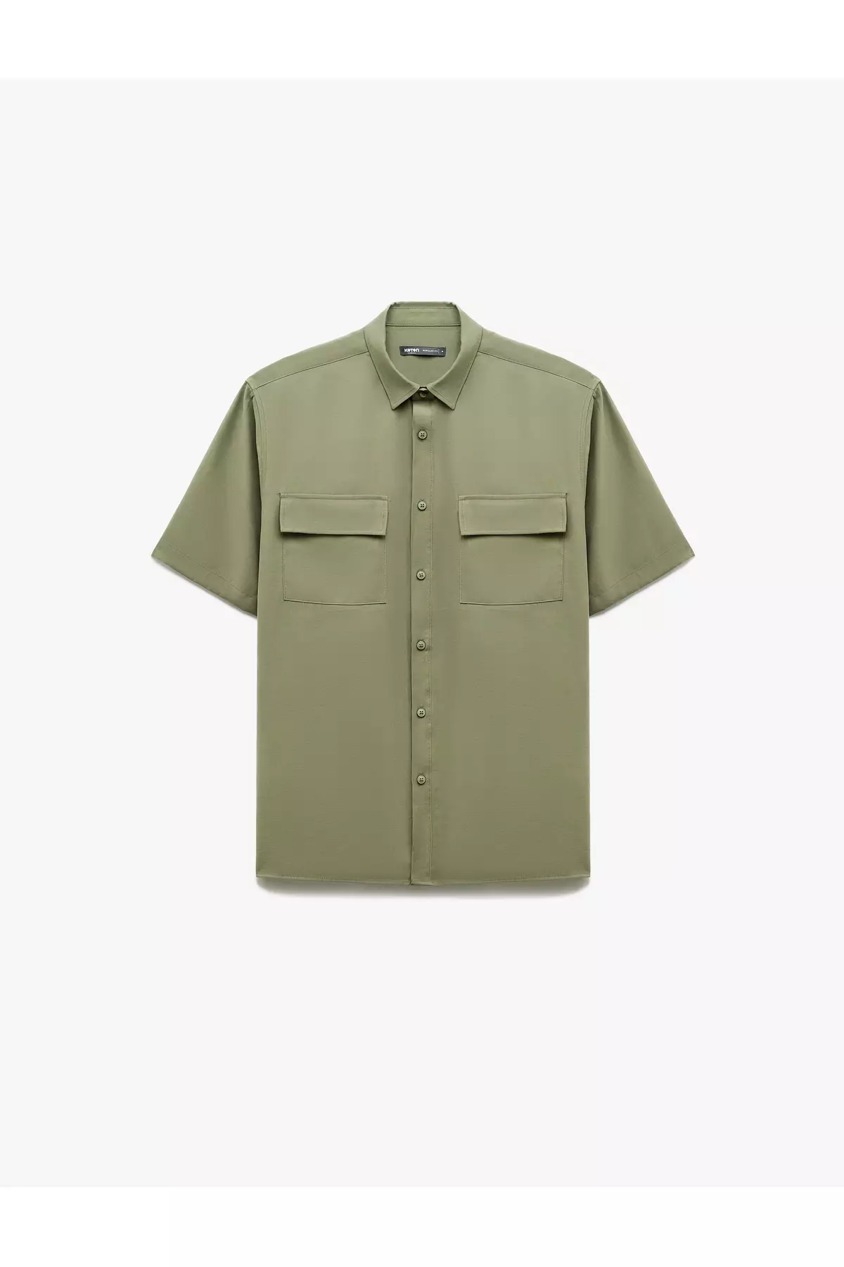 Buttoned Classic Collar Flap Pocket Detailed Rayon Regular Fit Viscose Short Sleeve Shirt