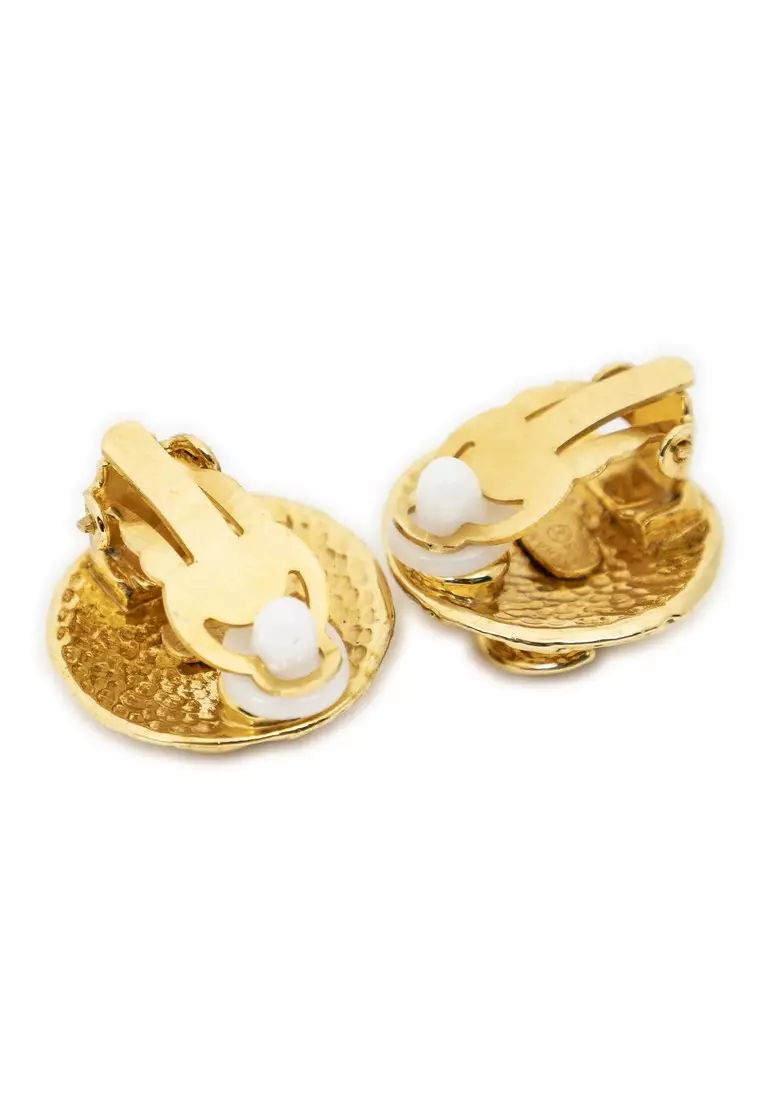 Pre-Loved CC Round Clip On Earrings