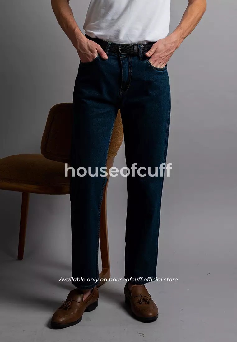 Houseofcuff Celana Jeans Reguler Fit Pria Panjang Denim Biru Gelap