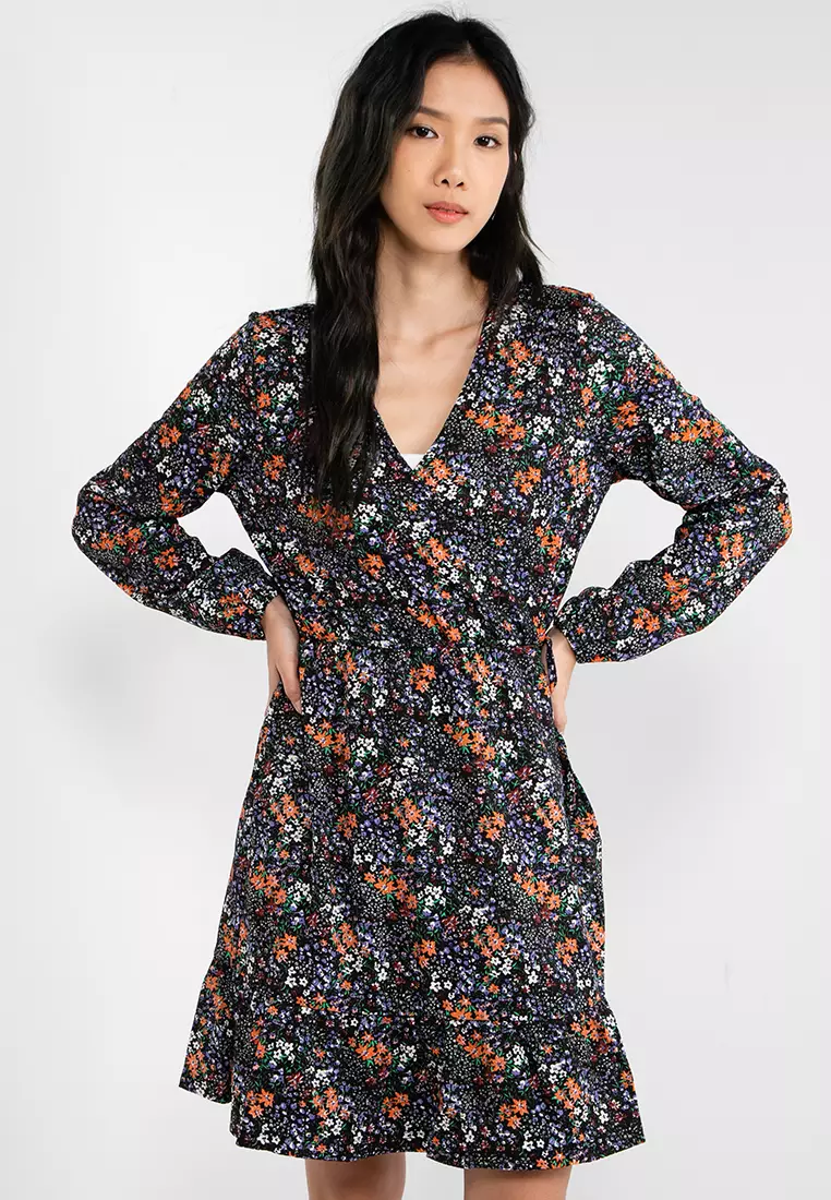 Buy ONLY Ova Long Sleeves Wrap Dress Online | ZALORA Malaysia