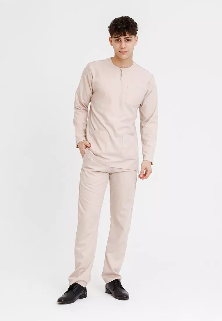 Forest x Hatta Dolmat Regular Fit Teluk Belanga Baju Melayu Set Ayah Anak Sedondon Baju Raya 2025  - BM23898-17Nude