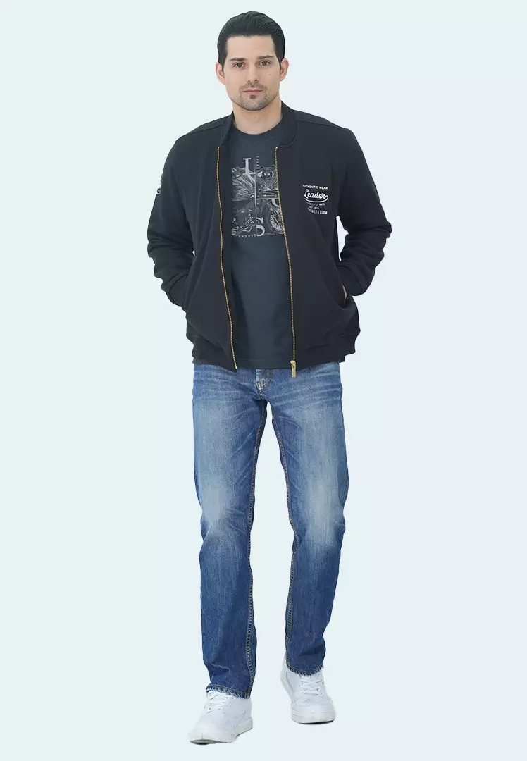 LGS - Jaket Pria - Jaket Baseball - Full Zipper - Bordir Logo - Hitam - JJK.574.215.001.C