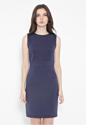 kim. Paige Fitted Dress Navy