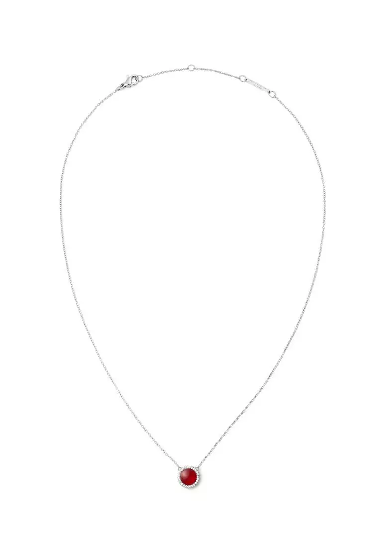 Audrey Necklace Red Agathe Silver - Unisex Necklace for women and men stainless steel Necklace DW Official Authentic Original kalung perempuan lelaki DW