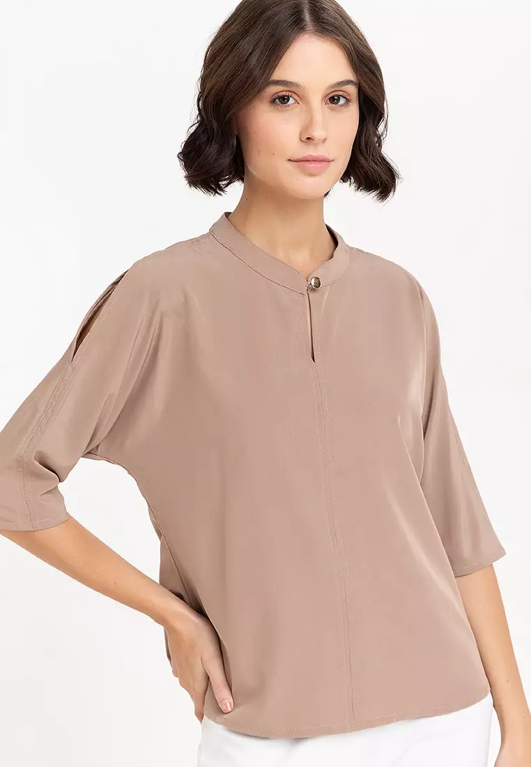 Leith Batwing Blouse with Shoulder Slit