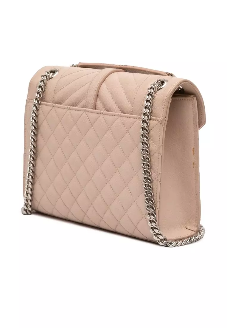 Pre-Loved Saint Laurent Medium Grain De Poudre Triquilt Monogram Envelope Bag