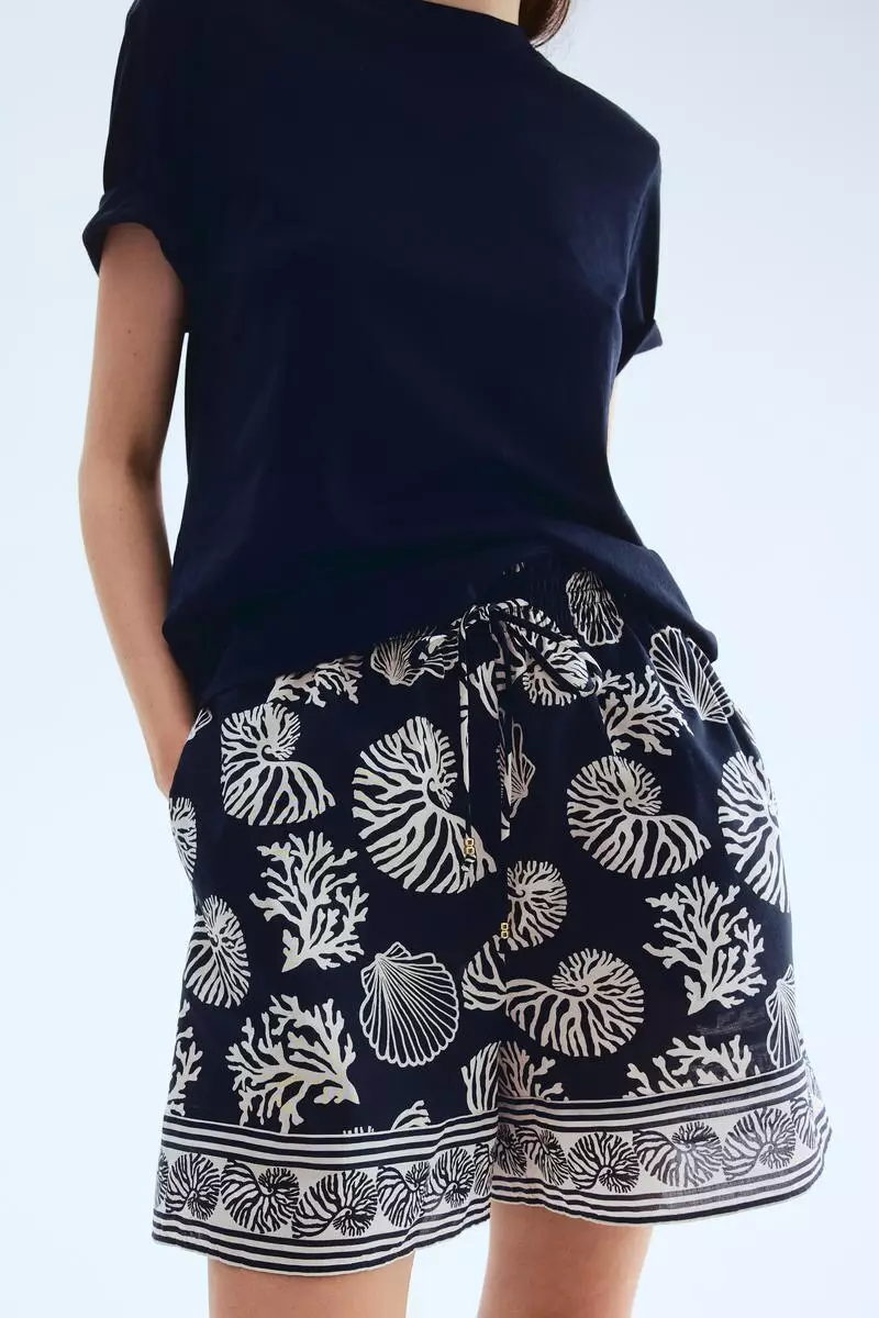 Printed drawstring shorts