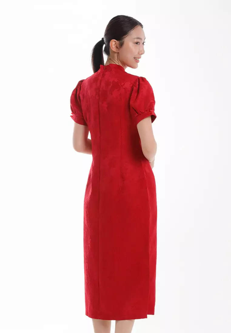 Forest Ladies CNY Cheongsam Short Sleeve Dress - 885129-51Red