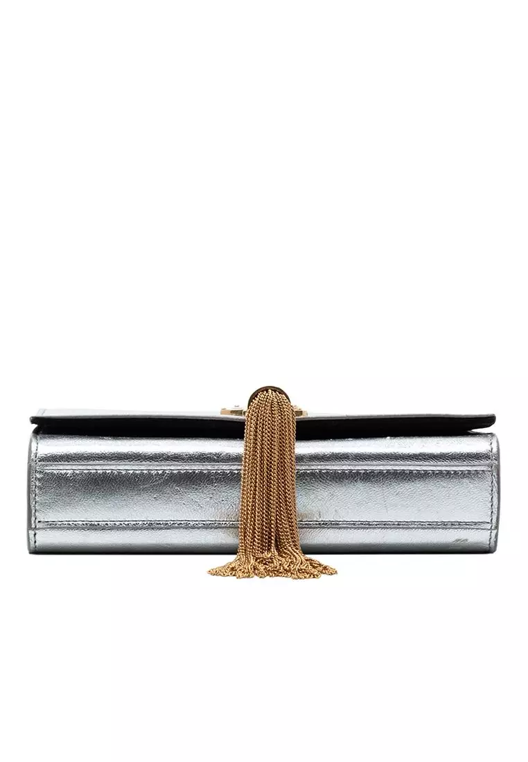 Pre-Loved Saint Laurent Small Metallic Calfskin Monogram Kate Tassel Crossbody