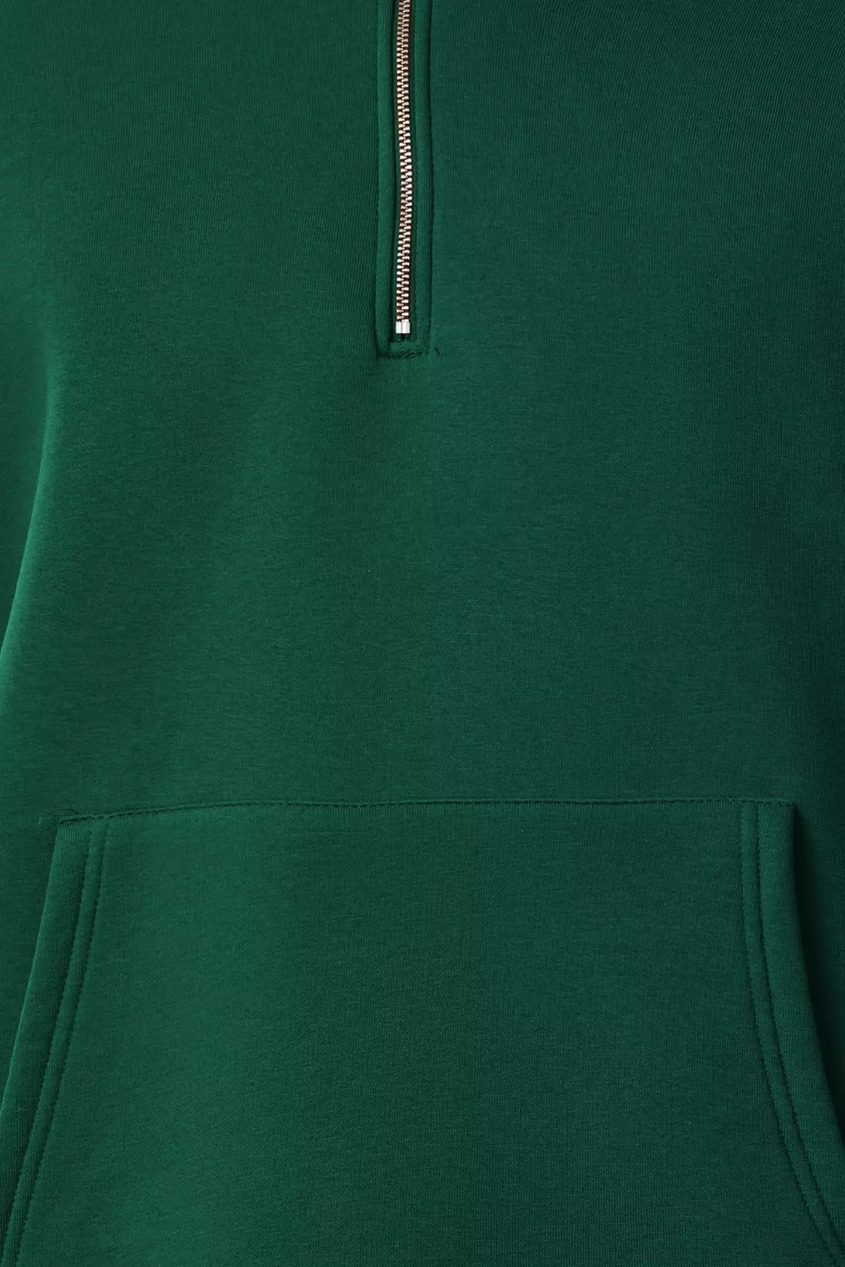 Emerald Green Oversize/Loose Cut Zipper Hooded Basic Sweatshirt With Fleece Inside Tmnaw25Sw00050