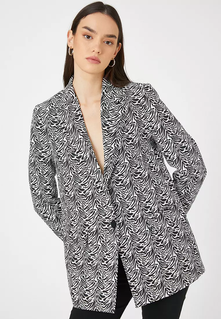 Zebra Patterned Blazer Jacket