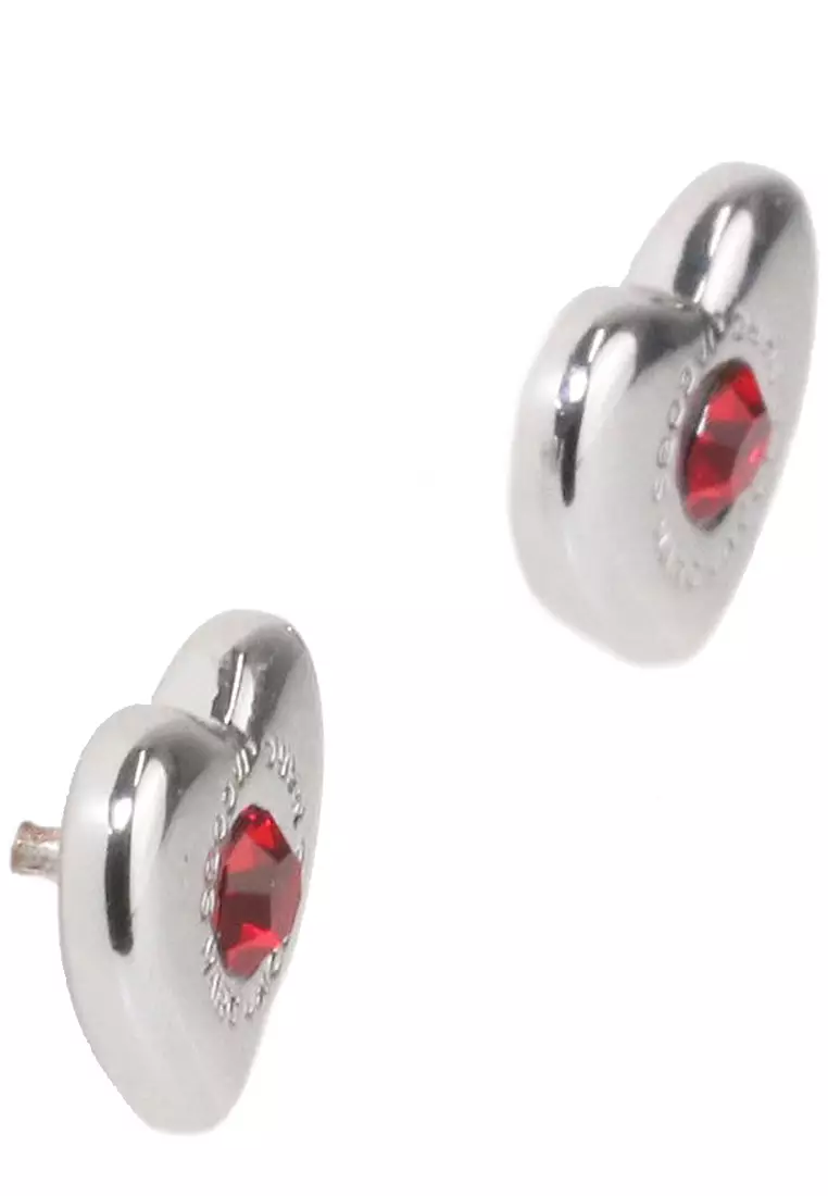 Heart Necklace & Earrings Set in Silver/ Siam J341MT1PF21