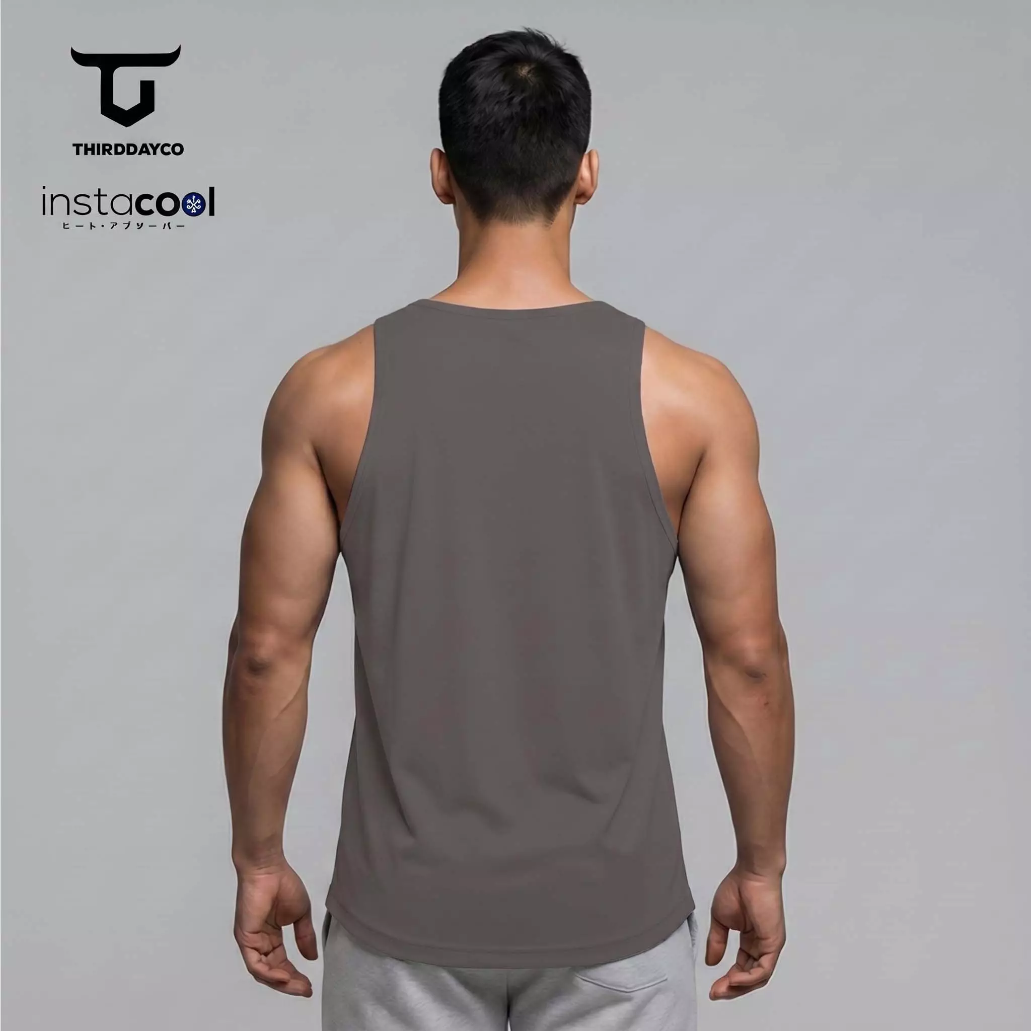 THIRDDAY Kaos Kutung Gym Pria InstaCool | Tanktop Olahraga Adem Dingin Instacool Quick Dry Stretch Fitness Training | hustle abu SVN MUA63