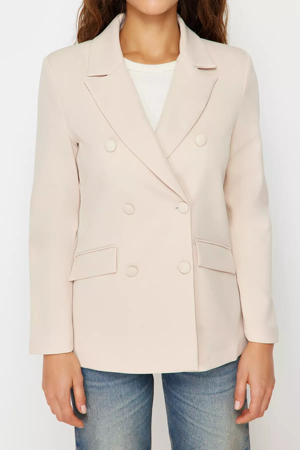 Double Breasted Buttoned Blazer