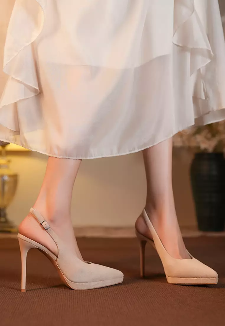 10CM Suede Slingback High Heel BY107-31