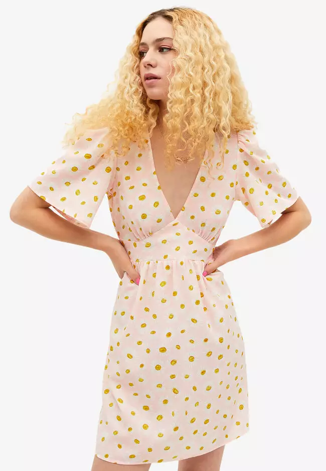 Monki v outlet neck dress