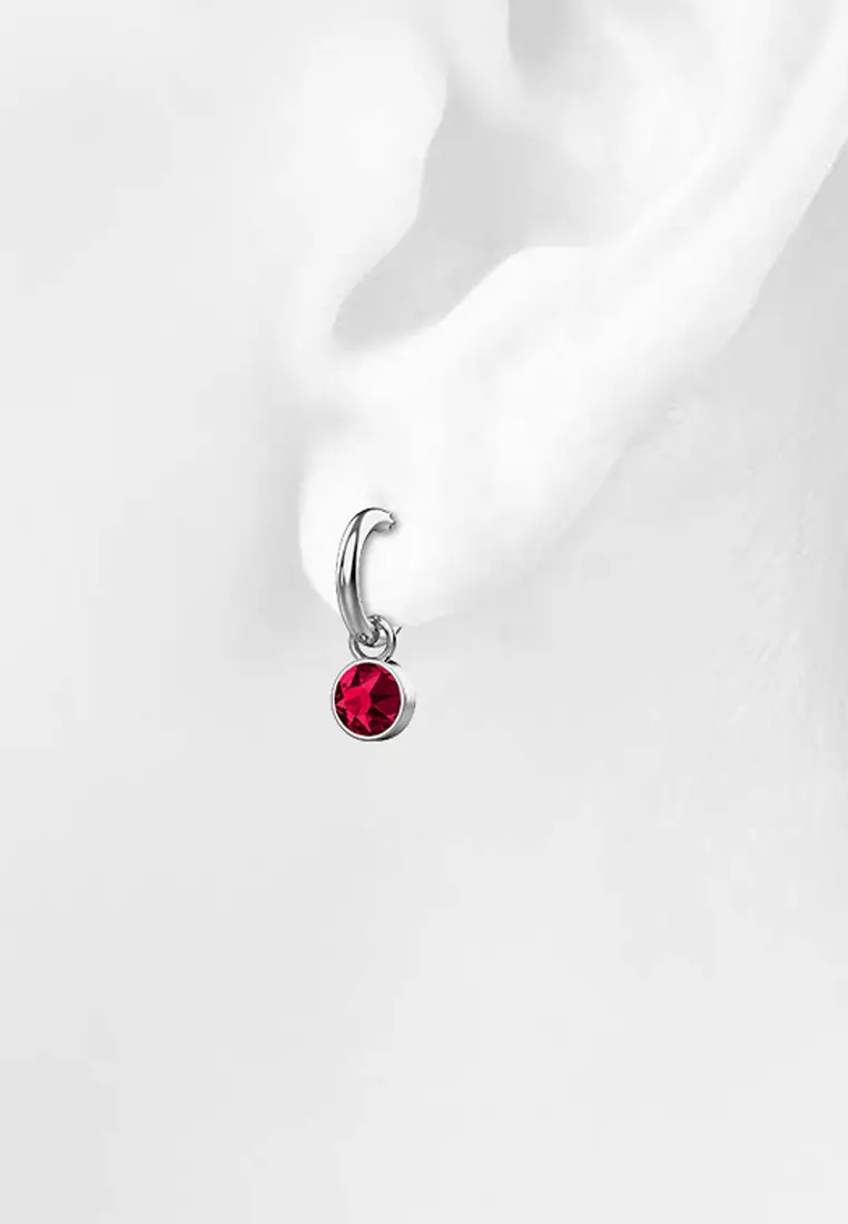 Colette Earrings Embellished with SWAROVSKI® crystals-White Gold/Red