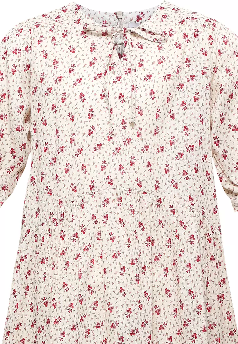 Pito Dito Girl Mughal Dress Midi Anak Multicolor Motif Bunga - Size 4