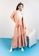 Lubna pink Linen Maxi Flared Skirt 3FD39AACCC1CD2GS_3