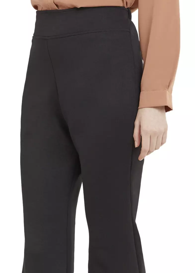 Celana Cutbray High Waist Long Pants Polos Wanita Premium Quality - Black