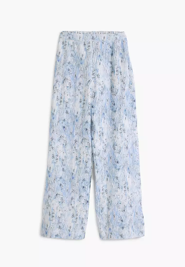 Pleated long pants