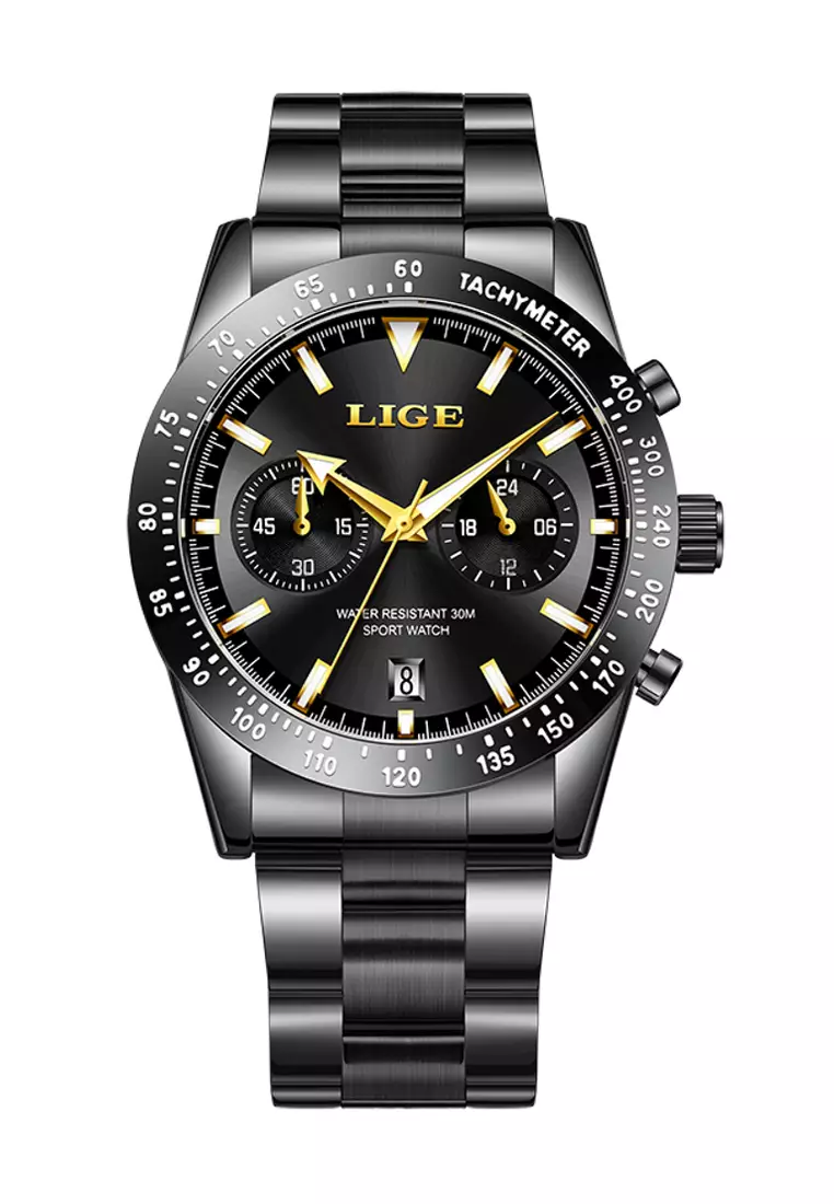 Buy LIGE Chronograph Unisex Stainless Steel Quartz Watch, Steel